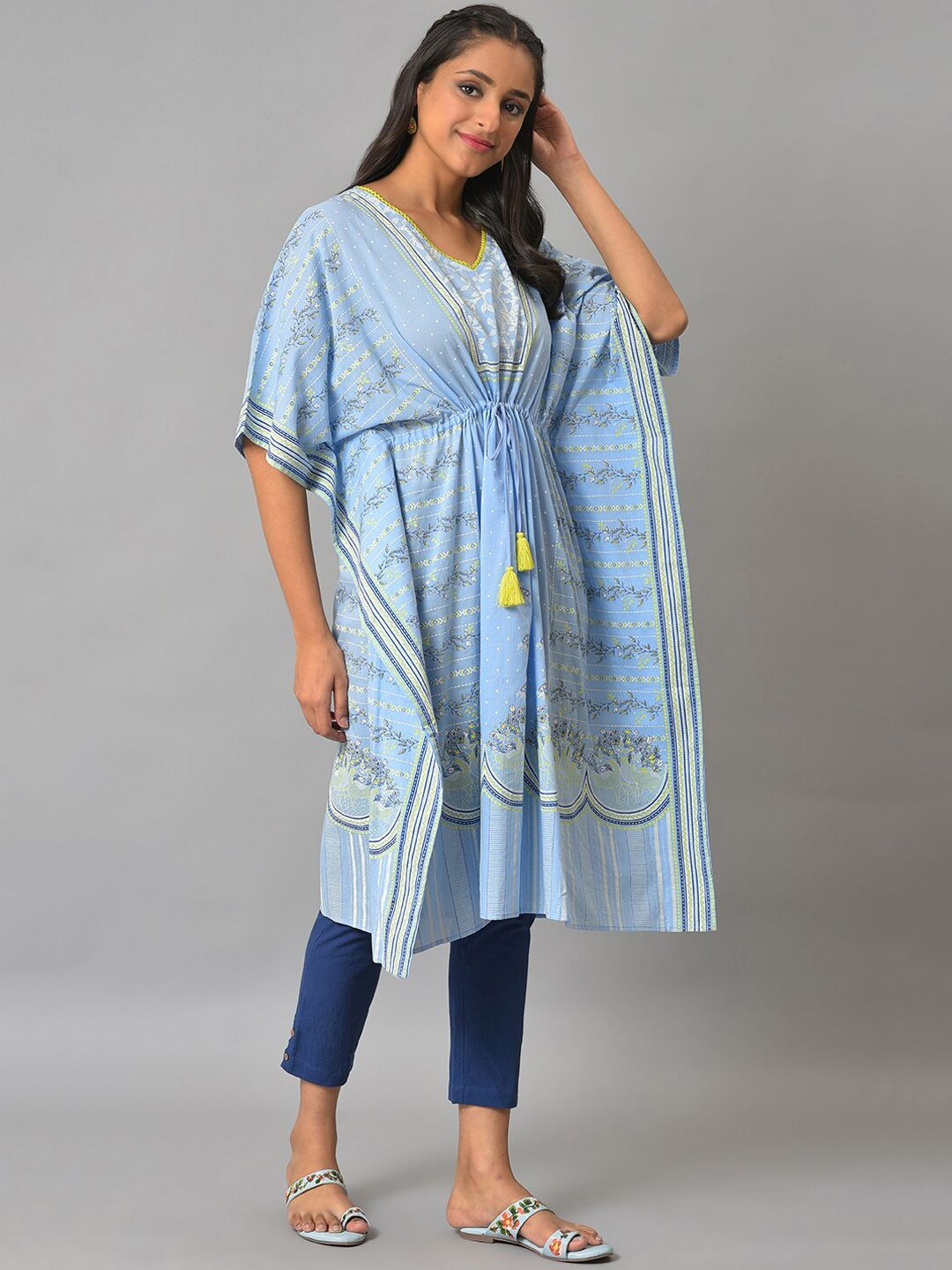 AURELIA Ethnic Motifs Printed Kaftan Pure Cotton Kurta