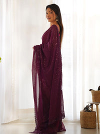 Saree mall Embellished Sequinned Poly Georgette Saree
