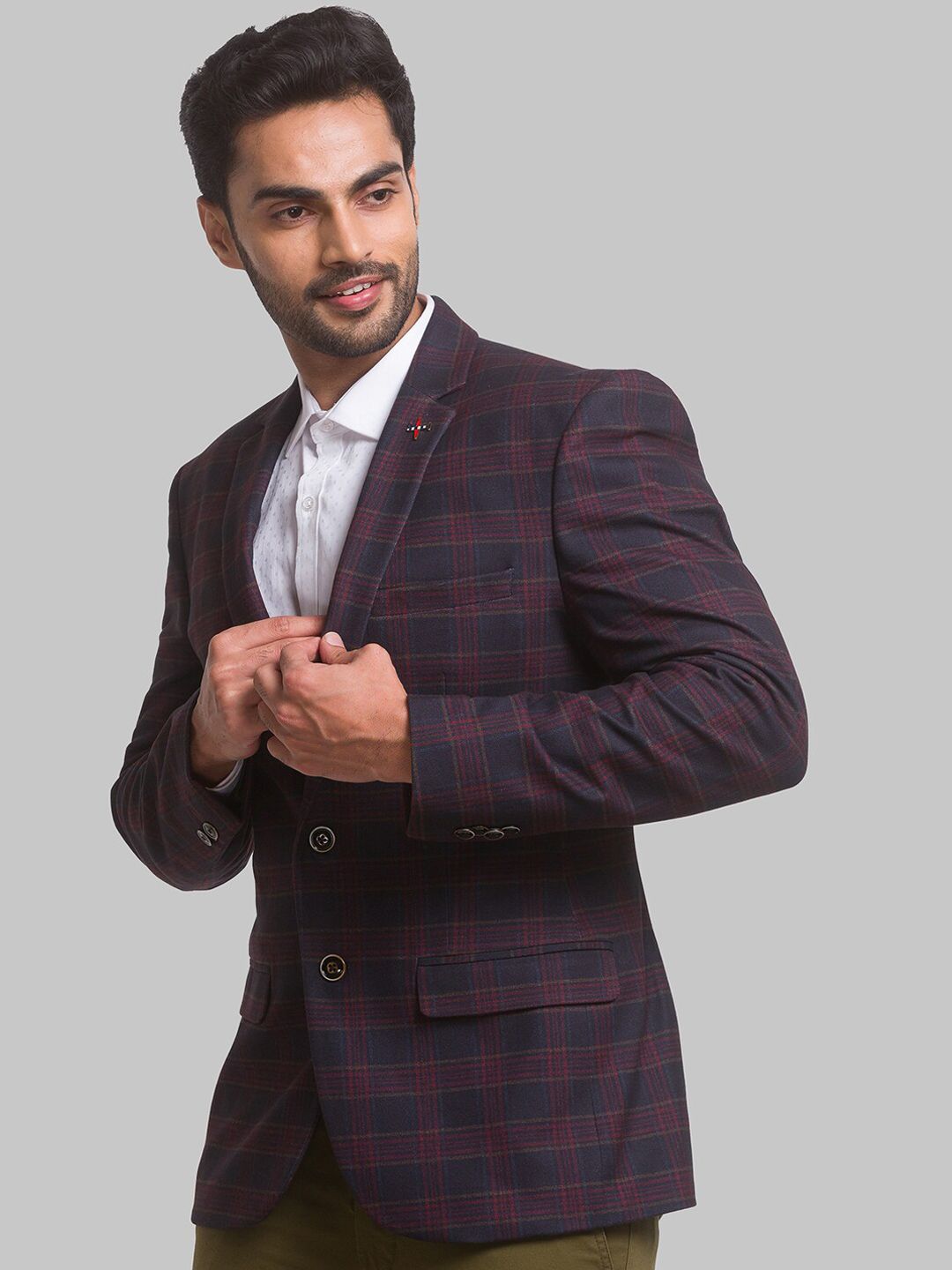 Park Avenue Men Checked Single Breasted Blazers