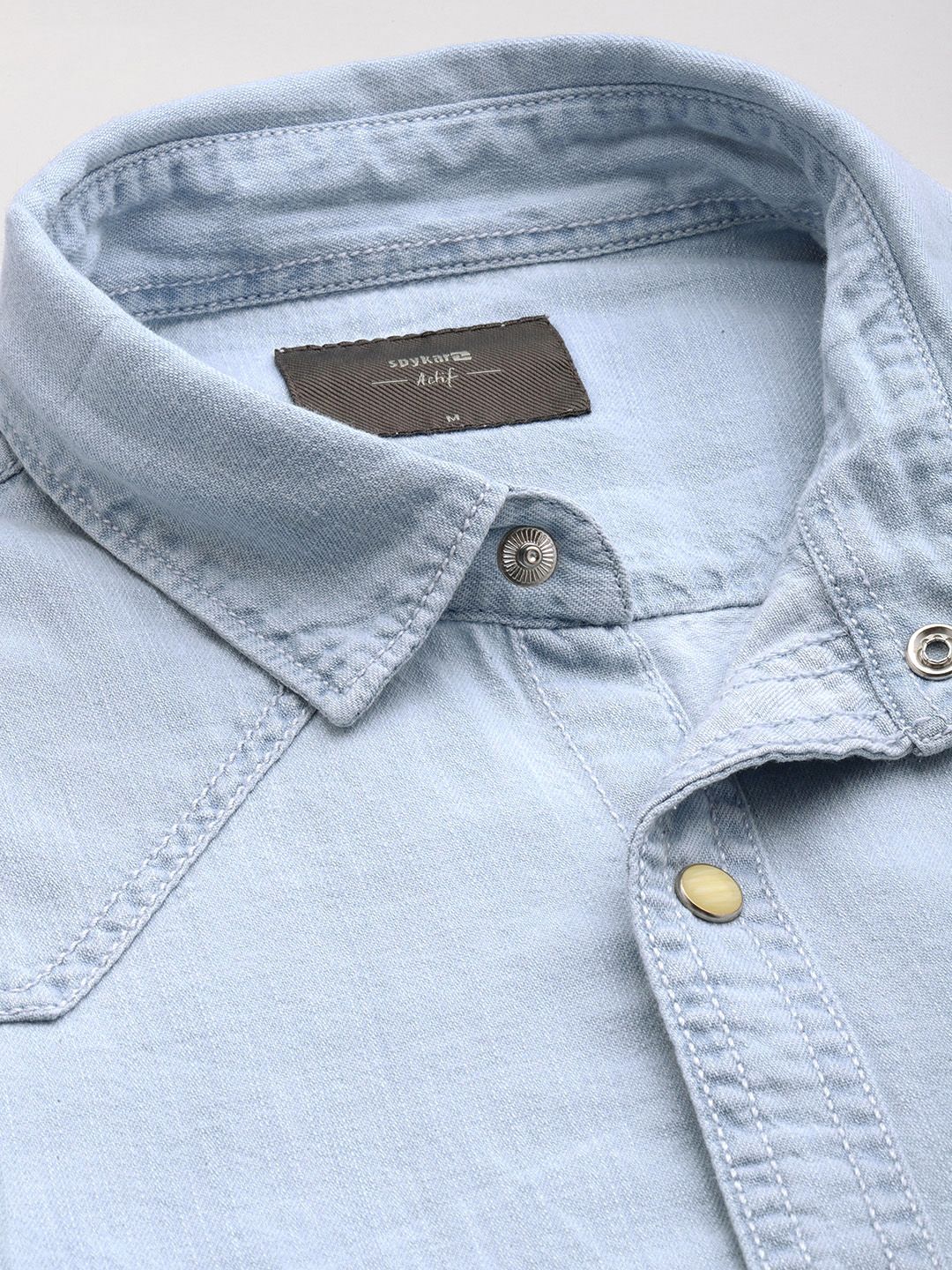 SPYKAR Slim Fit Opaque Chambray Pure Cotton Casual Shirt