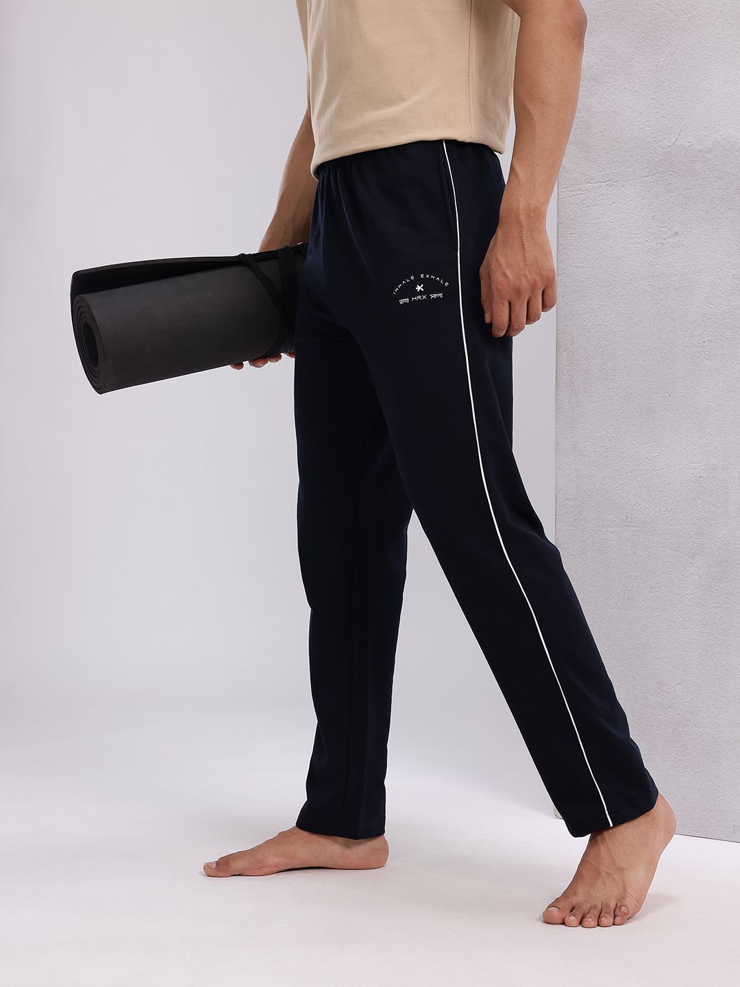 HRX by Hrithik Roshan Men Mid-Rise Yoga Track Pants with Contrast Piping