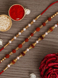 Pek eCraftIndia 3 Rakhi Berwarna-warni dengan Set Roli Chawal
