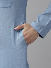 See Designs Men Blue Thread Work Kurta