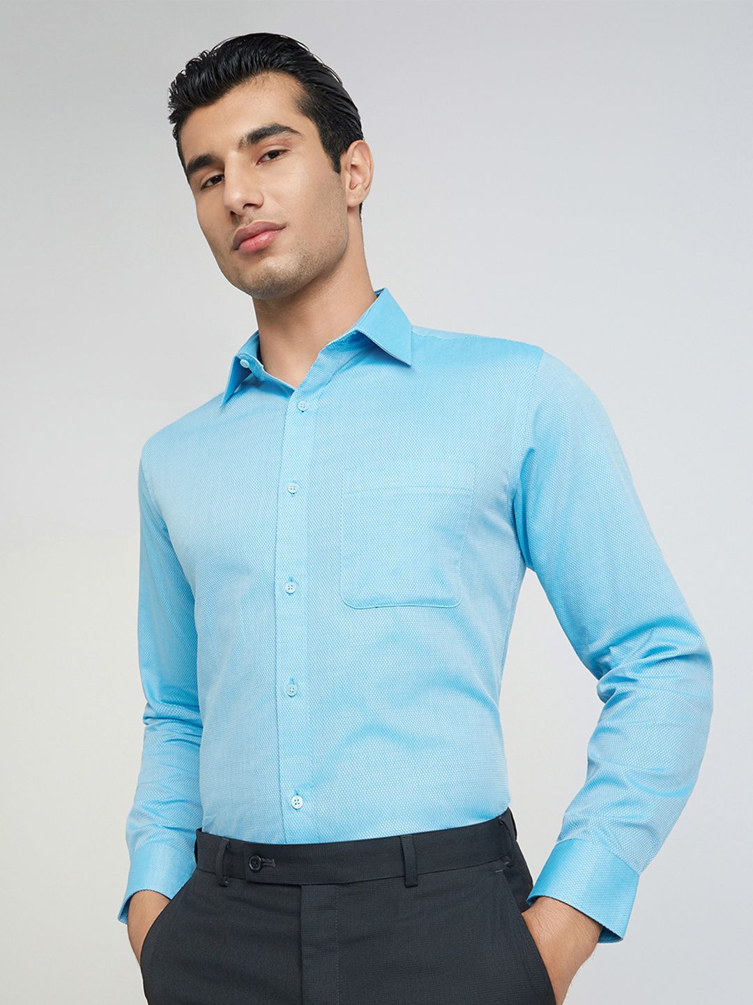 Raymond Textured Pure Cotton Slim Fit Formal Shirt