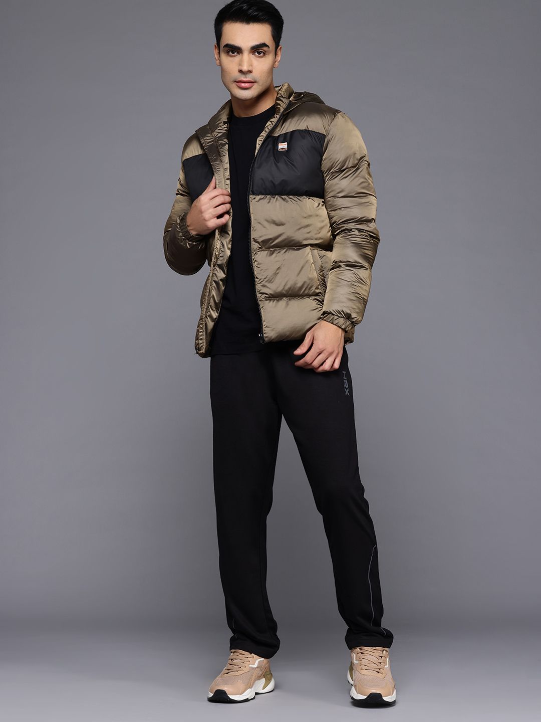 HRX by Hrithik Roshan Colourblocked Hooded Puffer Jacket