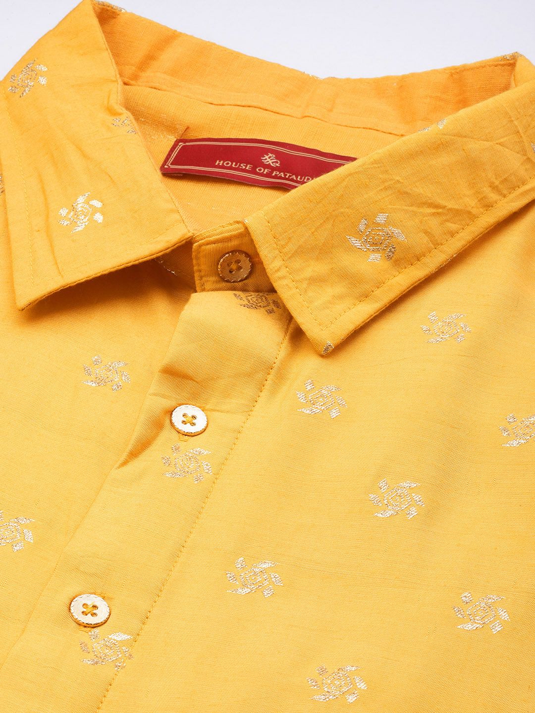 House of Pataudi Men Woven Design Regular Pure Cotton Jashn Kurta with Trousers