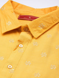House of Pataudi Men Woven Design Regular Pure Cotton Jashn Kurta with Trousers