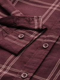 The Indian Garage Co Men Burgundy Checked Casual Shirt