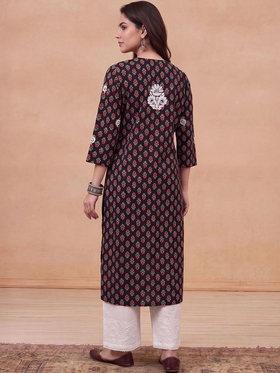 House of Chikankari Women Ethnic Motifs Printed Thread Work Kurta