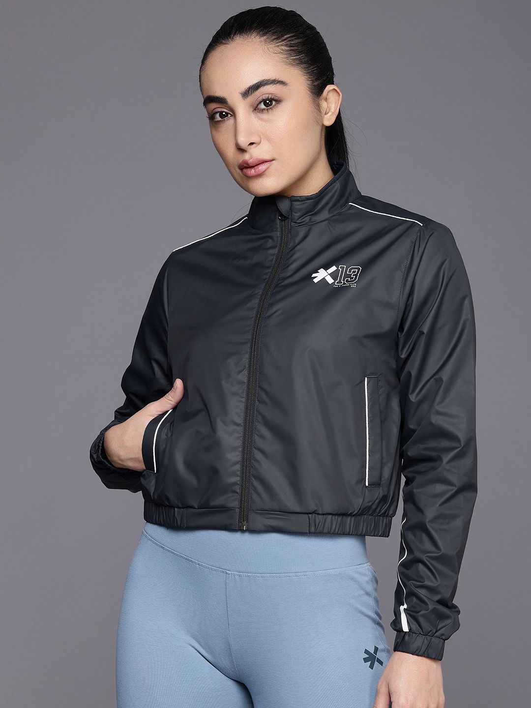 HRX by Hrithik Roshan Rapid Dry Antimicrobial Crop Bomber Jacket