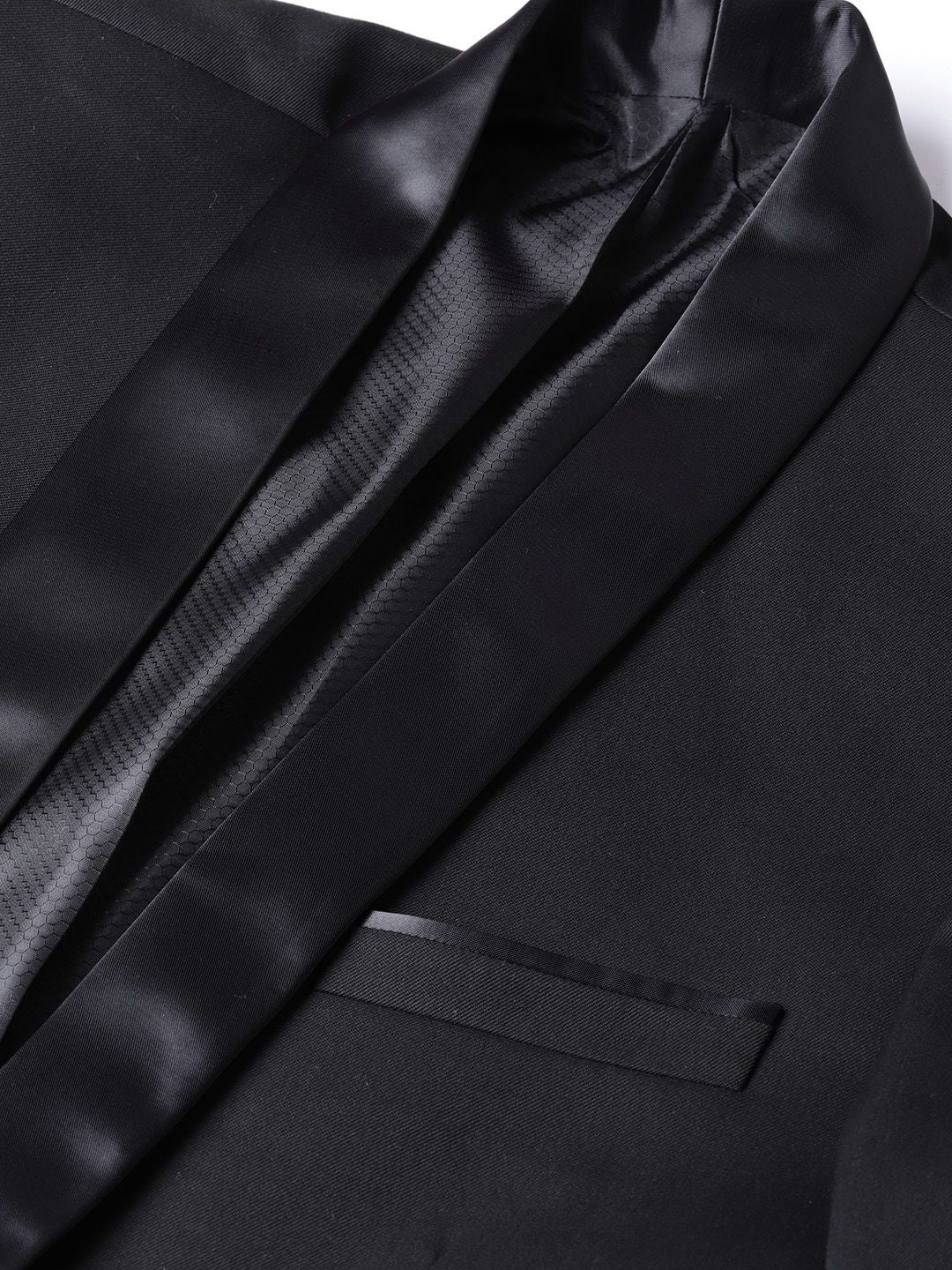 MANQ Men Black Solid Slim Fit Tuxedo Suit