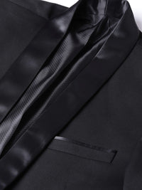 MANQ Men Black Solid Slim Fit Tuxedo Suit