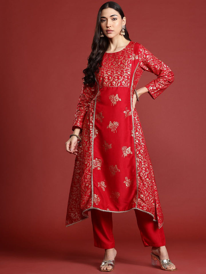 Anouk Foil Print Floral Kurta with Trousers