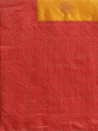 Saree mall Yellow Floral Silk Blend Banarasi Sarees