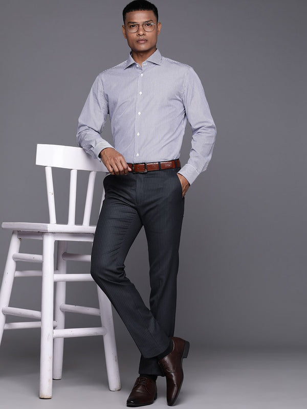 Raymond Men Striped Slim Fit Trousers