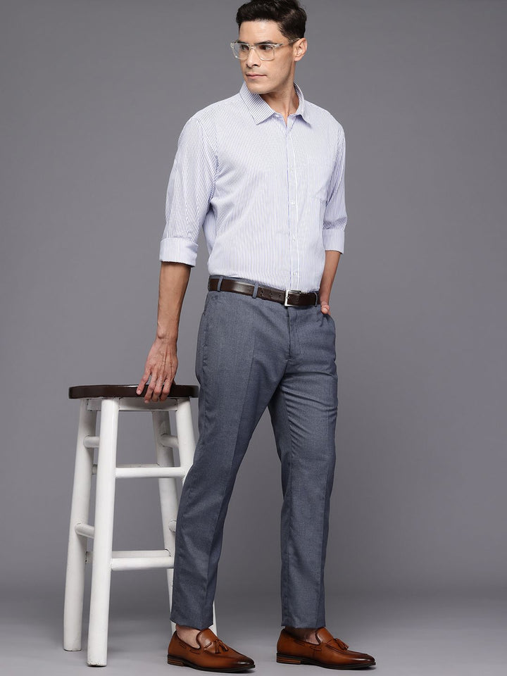Raymond Men Textured Slim Fit Formal Trousers