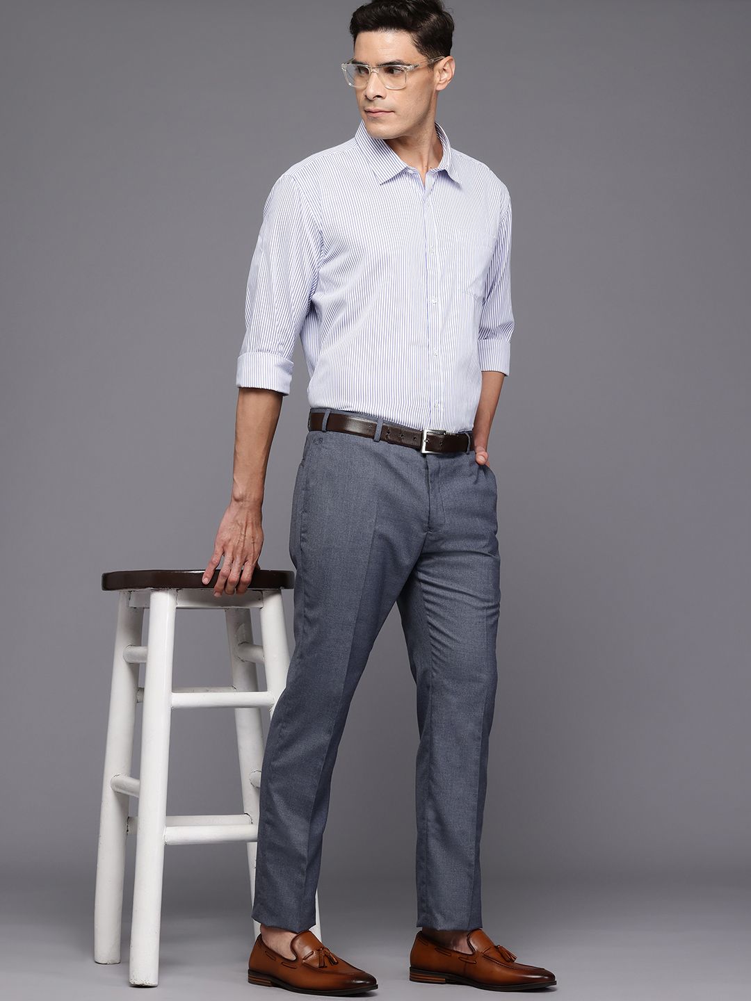 Raymond Men Textured Slim Fit Formal Trousers