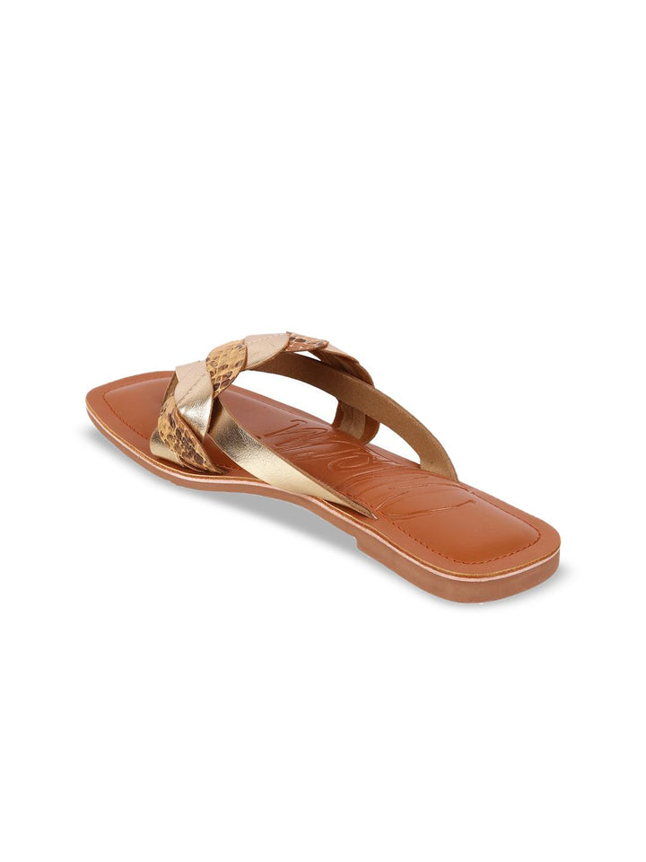 Mochi Women Printed Open Toe Flats with Buckles