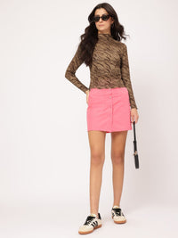 DressBerry Retro Rave Animal Textured Jacquard Semi Sheer Top