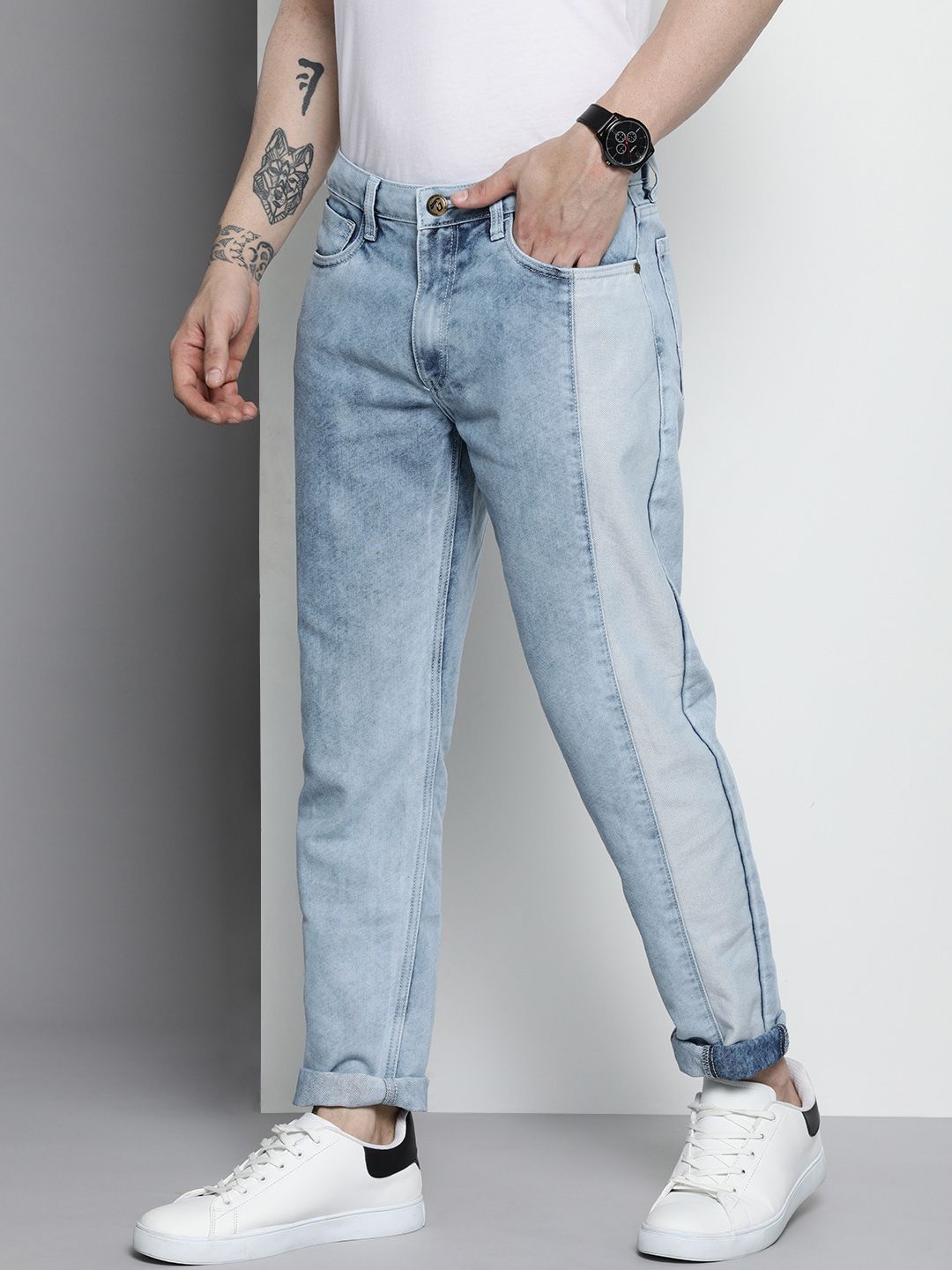 Garage India CO Men Biru Cahaya Biru Fade Fit seluar jeans