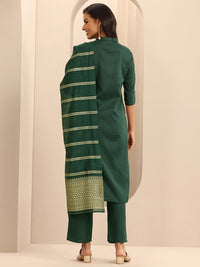 Libas Mandarin Collar Pleated Straight Kurta With Trousers & Dupatta