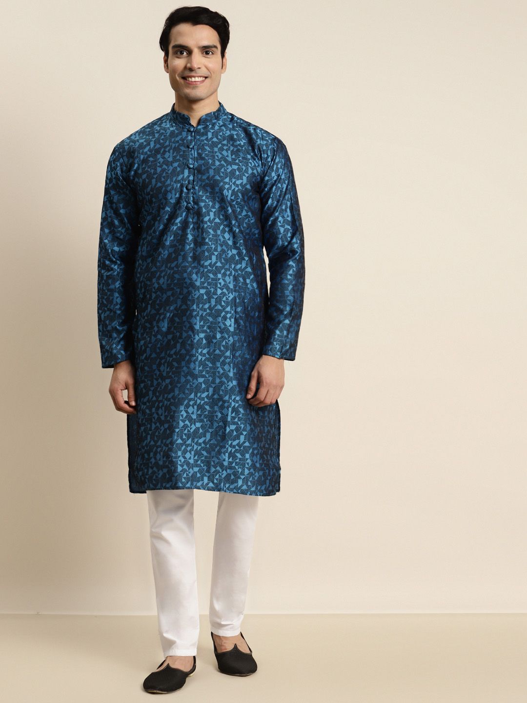 SOJANYA Men Silk Blend Woven Design Kurta