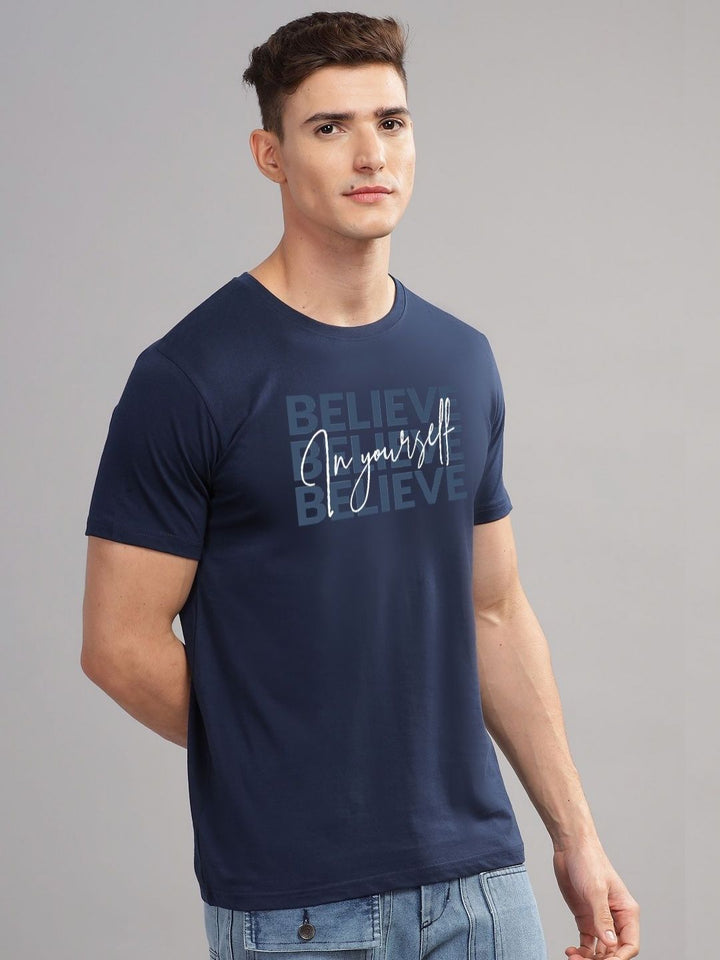 ADRO Men Typography Printed Applique T-shirt