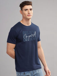 ADRO Men Typography Printed Applique T-shirt