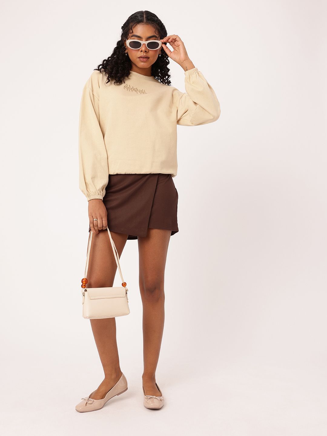 DressBerry Embroidered Cotton Terry Relaxed Fit Sweatshirt