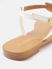 DressBerry Women White T-Strap Flats