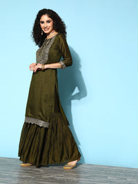 Libas Women Floral Silk Blend Hyper Texture Kurta Set