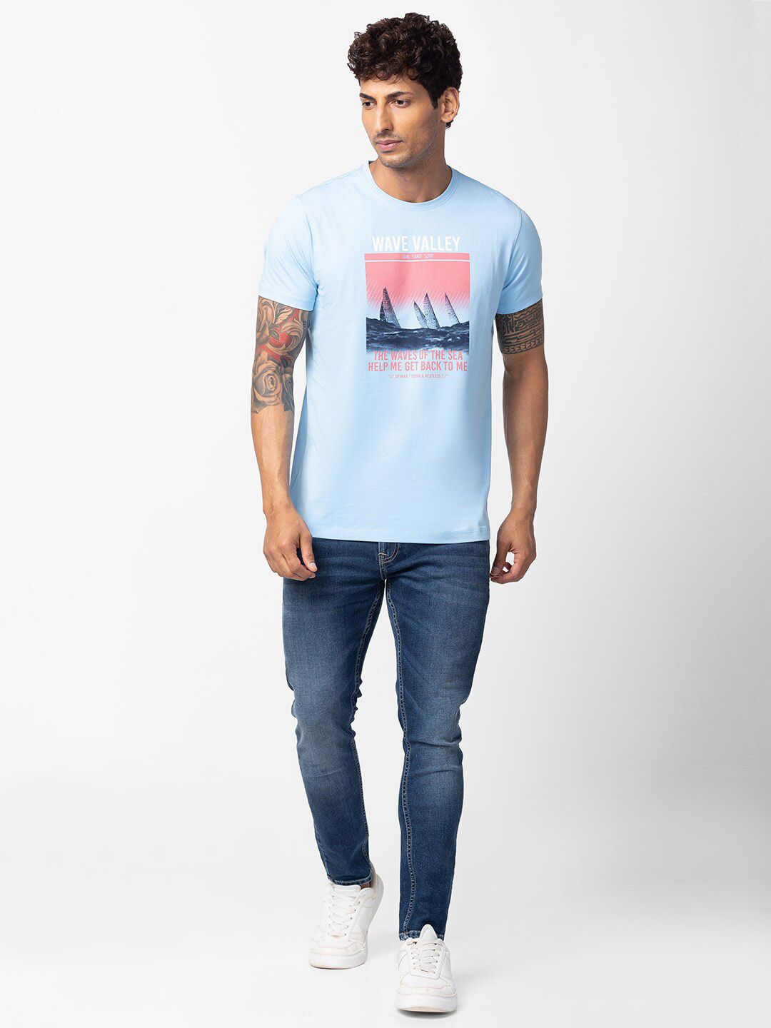 SPYKAR Men Printed Cotton T-shirt