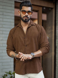 Powerlook Men Spread Collar Textured Relaxed Fit Casual Shirt