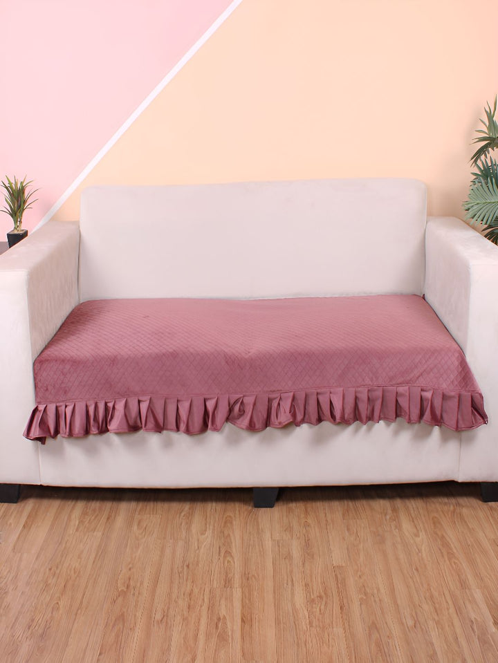 STITCHNEST Peach Self Design 1 Seater Sofa Cover