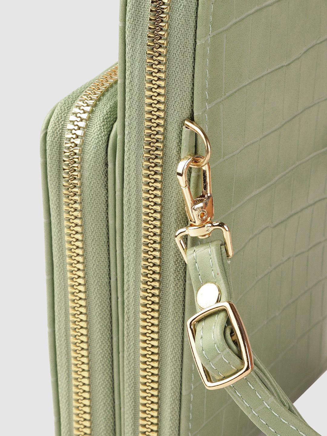 Lino Perros Green Animal Textured PU Structured Sling Bag