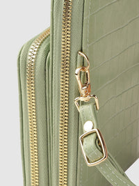 Lino Perros Green Animal Textured PU Structured Sling Bag
