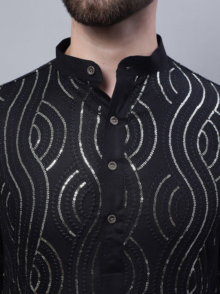 SOJANYA Embroidered Sequined Pure Cotton Kurta With Churidar With Nehru Jacket