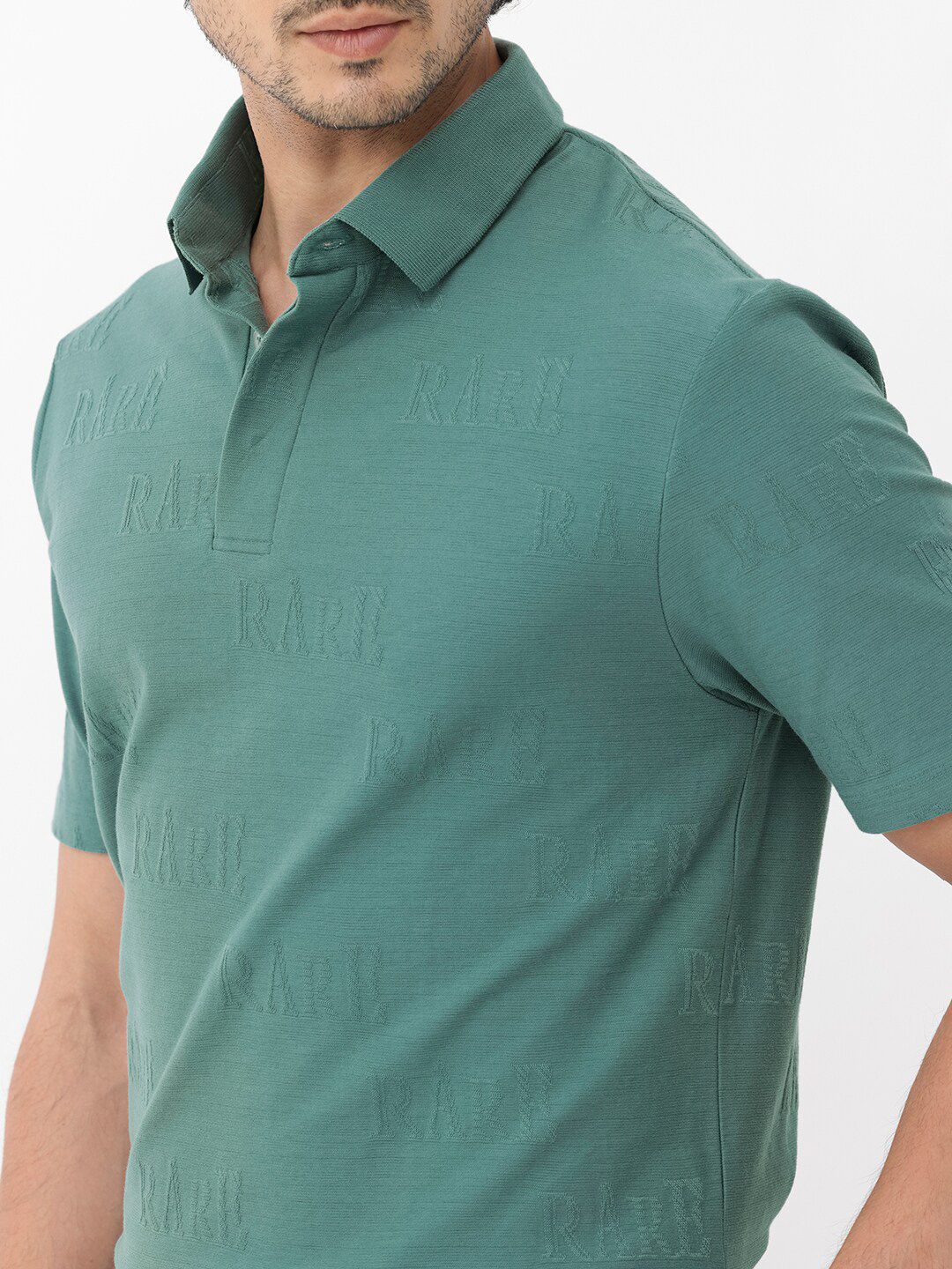 RARE RABBIT Men Gesset-2 Regular Fit Polo Collar Cotton T-Shirt