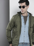 The Indian Garage Co Men Slim Fit Zip-Front Hooded Bomber Jacket