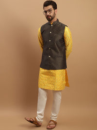 SOJANYA Kurta Biasa Sulam Geometrik Dengan Jaket Churidar & Nehru