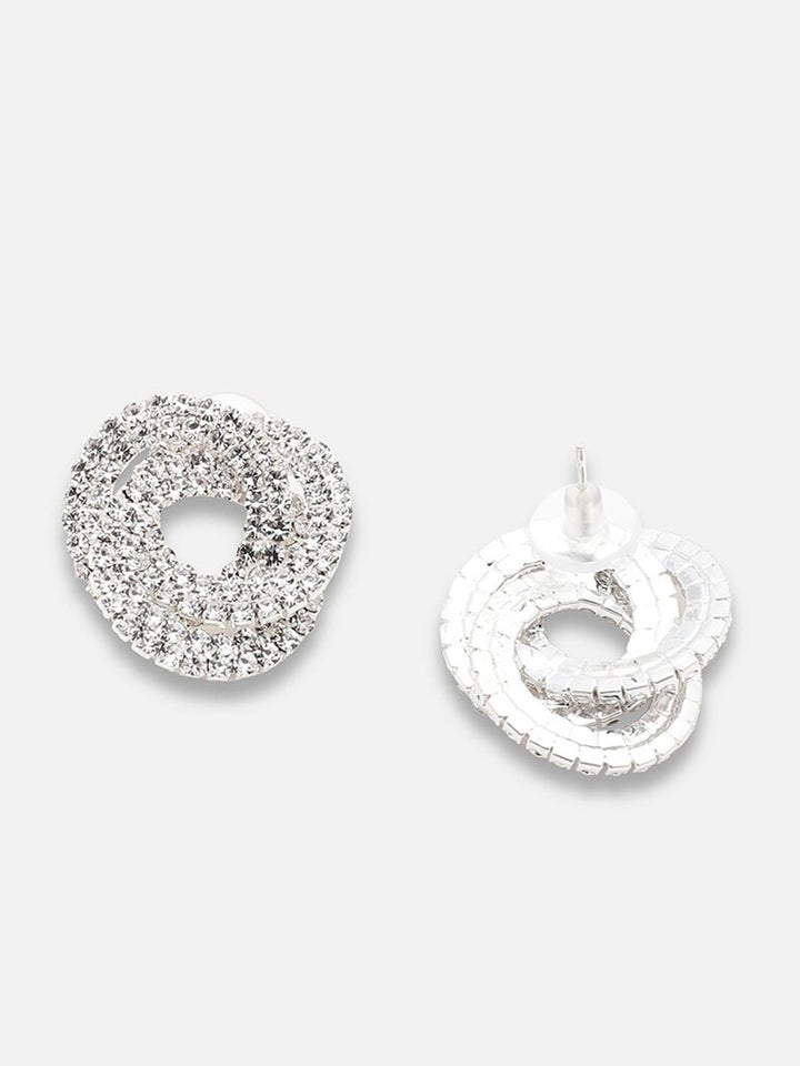 Anting-anting kancing kontemporari bersalut perak