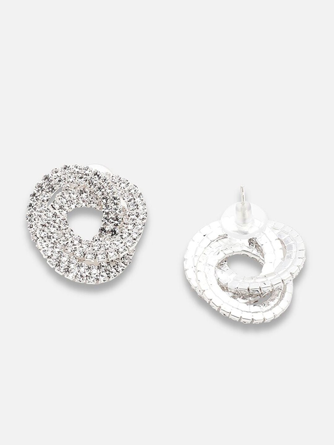Anting-anting kancing kontemporari bersalut perak