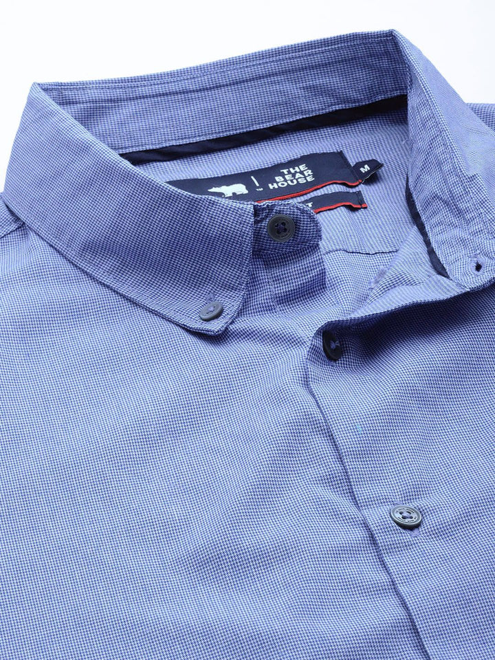 THE BEAR HOUSE Slim Fit Micro Checks Opaque Casual Shirt