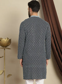 Anouk Geometrik Benang Sulam Kerja Kapas Kurta Lurus
