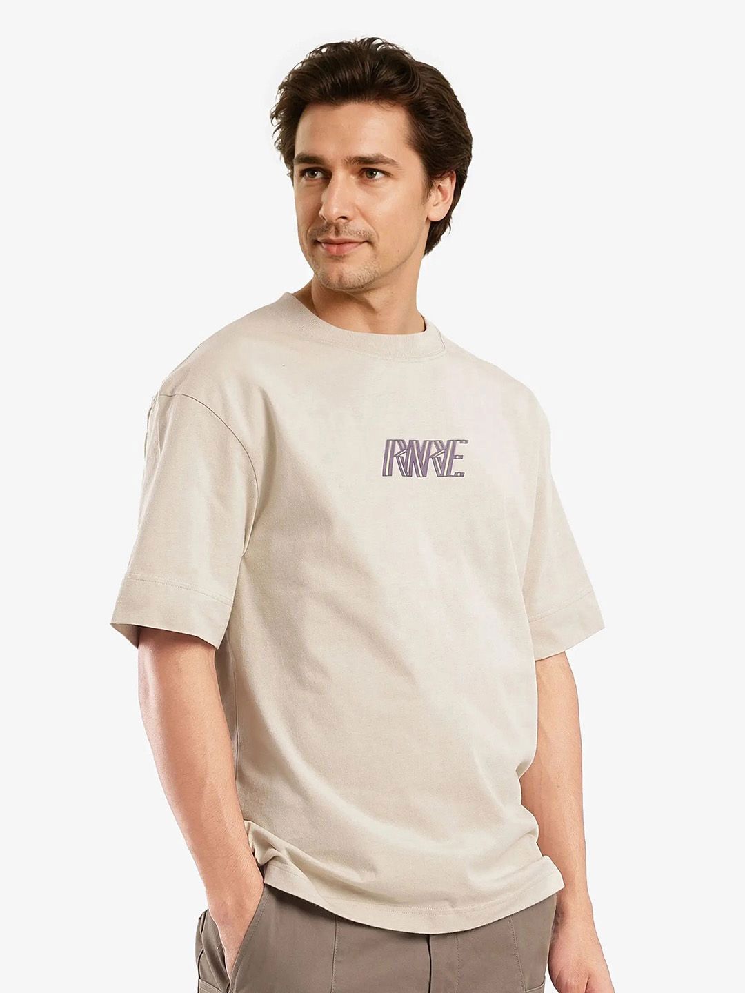 RARE RABBIT HARVE Men Typography Printed Round Neck Cotton Relaxed Fit T-shirt