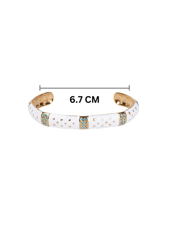 SALTY Women Stainless Steel Stone Studded Opulent Gold Cuff Accents Bracelet