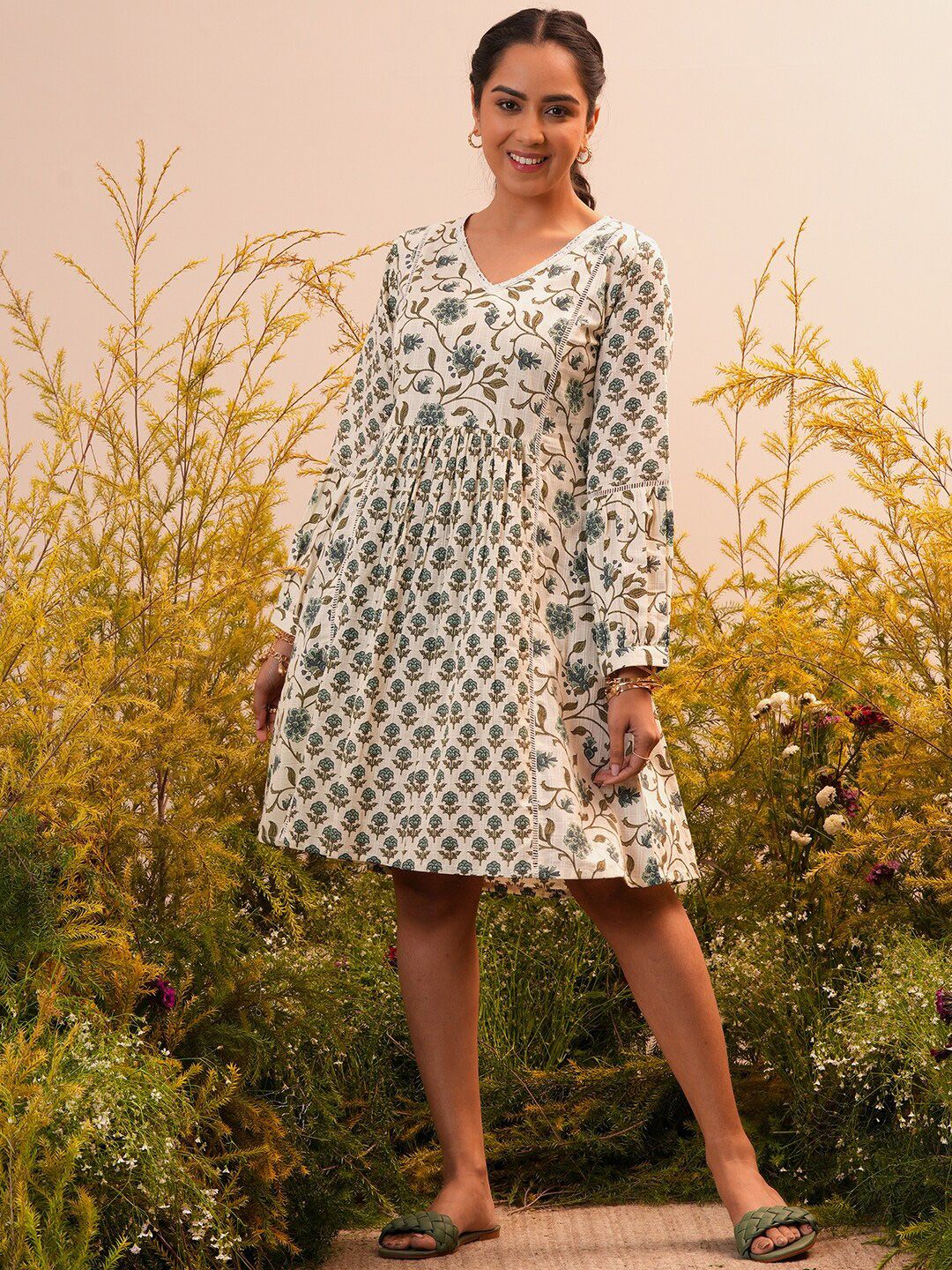 Libas Ethnic Motifs Print Cotton A-Line Dress