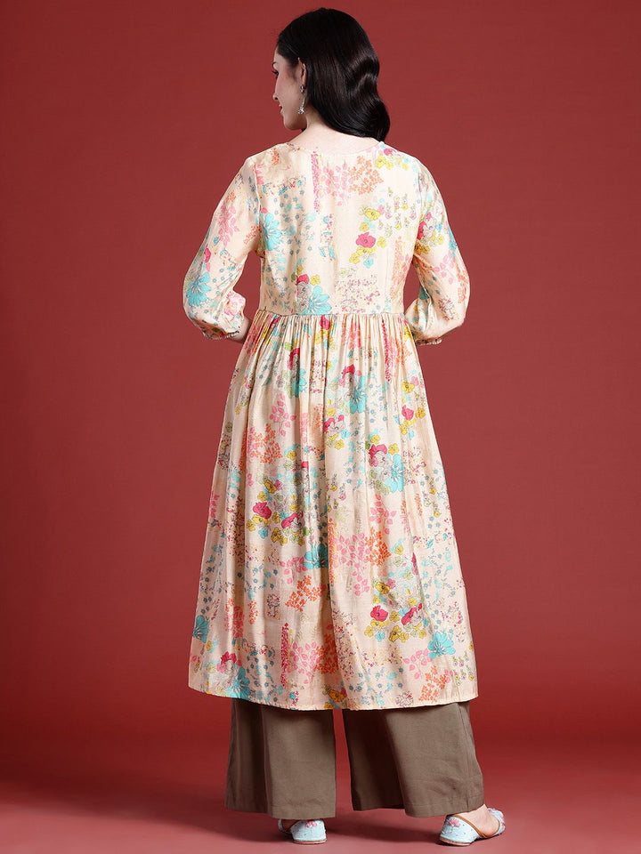 Anouk Floral Printed Flared Kurta