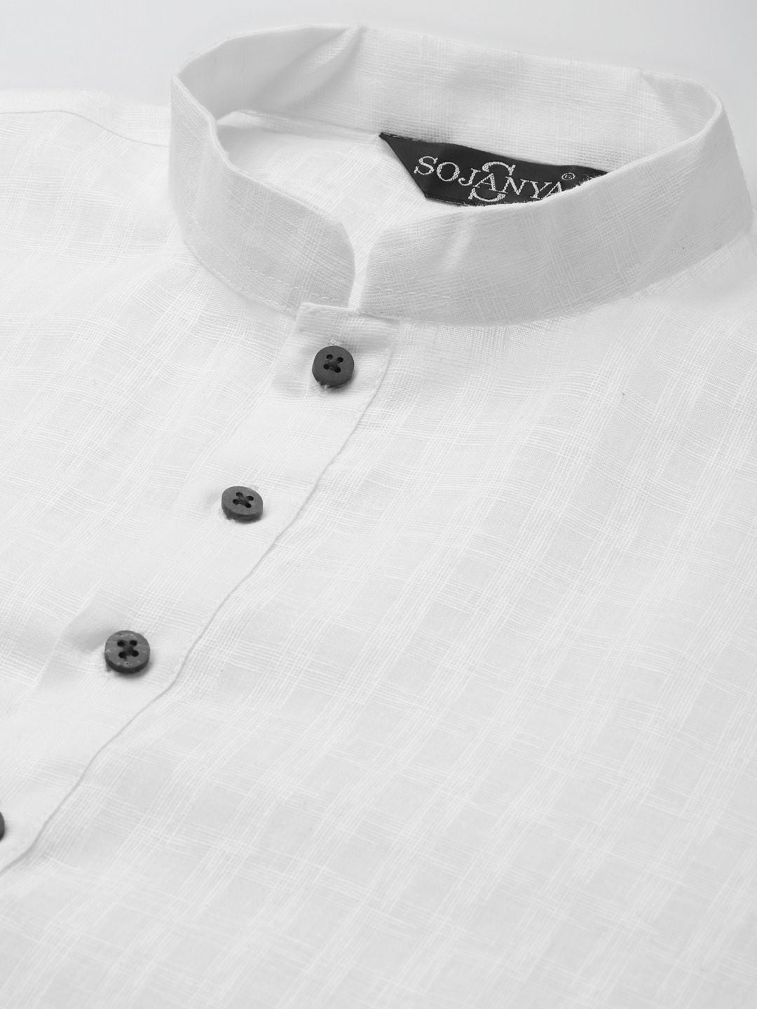 SOJANYA Men White Self Checked Kurta with Churidar