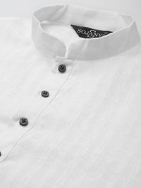 SOJANYA Men White Self Checked Kurta with Churidar